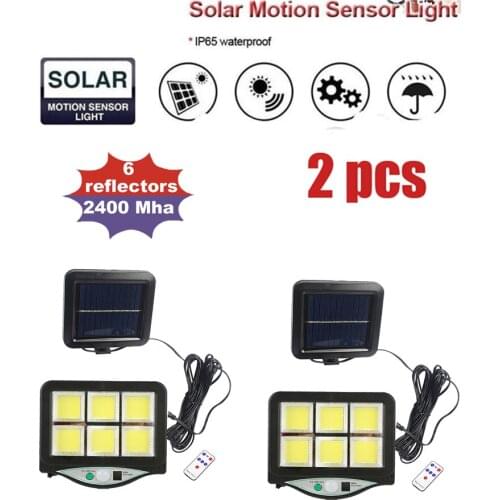 2pcs seperable 120 LED Solar Light Outdoor Solar Lamp Waterproof PIR Motion Sensor Street wall Light for Garden Decor remote ind
