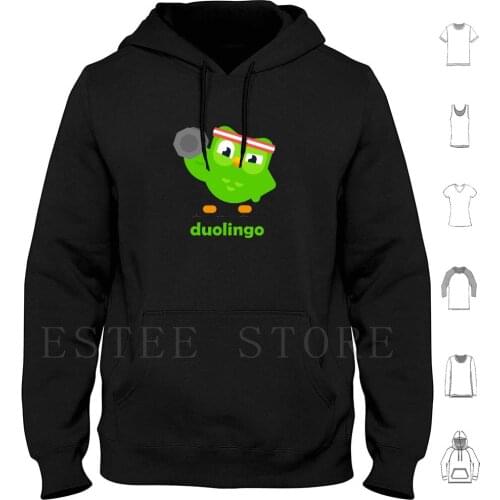 Duolingo In Weightlifting Hoodies Long Sleeve Duolingo Spanish Language Meme Owl Duolingo Owl French Bird Duolingo
