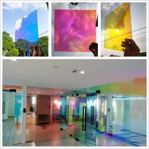SUNICE 45x200cm Dichroic Iridescent Glass Tinting Self-adhesive Window Glass Film Window Tint Christmas Party Festival PET Vinyl