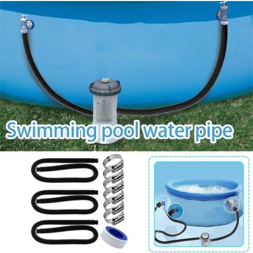 Swimming Pool Water Pipe 59 Inch Long Above Ground Pool Filter Replacement Hose Set 1.25 Inch Diameter Pools Pump Accessory
