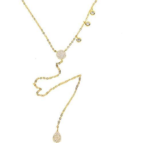 Golden fashion jewelry OL lady design sexy summer long chain lariat CZ drop charm Y necklace fashion high quality