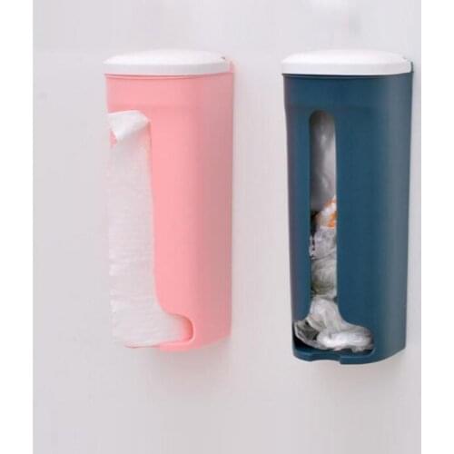 1pc Garbage Bag Storage Box Home Kitchen Bathroom Wall Hanging Portable Plastic Storage Rack With Cover