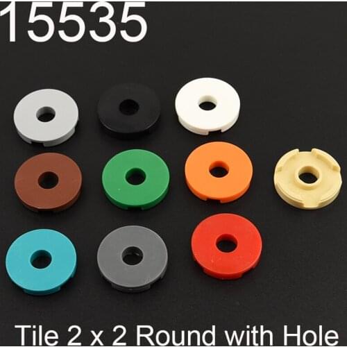 10PCS 15535 Tile 2 x 2 Round with Hole Building block accessories parts MOC DIY Education Build Toys Brick