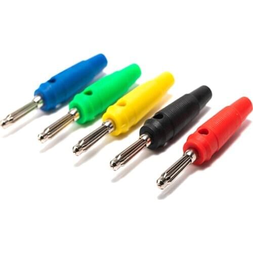4mm 32A Mix Color Solderless Side Stackable Banana Plug Copper Connectors 10 Pcs
