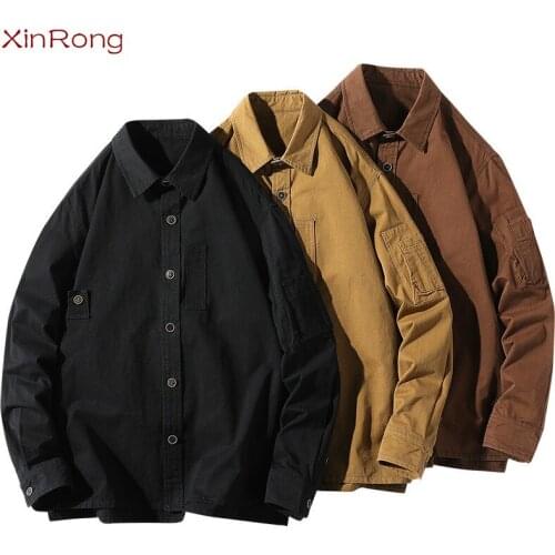2021 Trend Solid Color Lapel Cardigan For Teenager Daily Plus Size Casual Mens Shirt All-match Large Button Shirt 100% Material