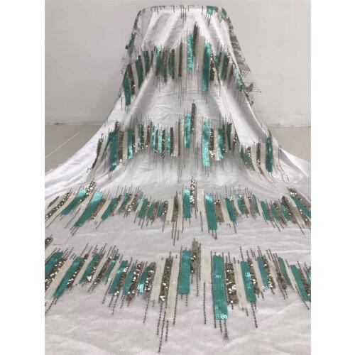 2021 Latest African Lace Fabric High Quality Sequined Lace Nigerian Lace Fabric Suitable For Wedding Sewing J36691