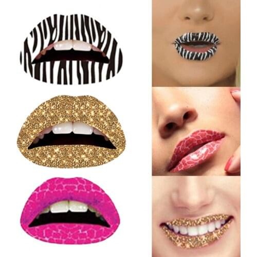 3Pcs Lip Decal Stickers Temporary Lovely Paper Lip Masque Makeup Artistic Lip Sticker for Stage Makeup Tool