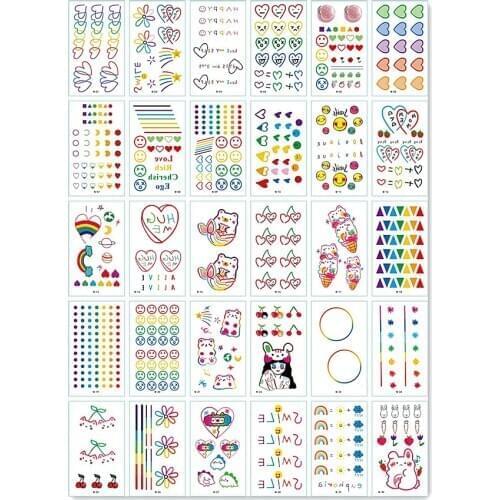 30PCS Smiling face Fashion Women Girl boys Temporary Tattoo Sticker Full Flower Arm Body Art Big Large Fake Tattoo Sticker