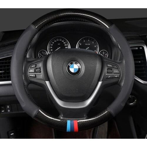 38CM Carbon Fiber Leather Car Steering Wheel Cover for BMW X1 X2 X3 X4 E84 F84 F39 E83 F25 G01 F97 F26 G02 F98 Auto Accessories