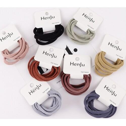 6 pcs Soft High Elasticity Rubber Band Solid Color Basic Hair Tie Head Rope Ponytail Holder Women Girls Daily Hair Accessories