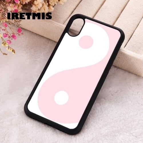 Iretmis 5 5S SE 2020 Phone Cover Case for iPhone 6 6S 7 8 Plus X Xs XR 11 12 Mini Pro Max Rubber Silicone Yin Yang Pink