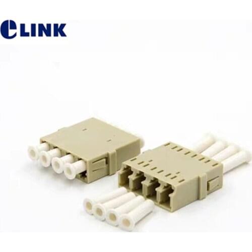 20pcs LC Quad adapter MM gray NO flange fiber optic coupler LC UPC Quadruple Multimode mode ftth adapter free shipping IL