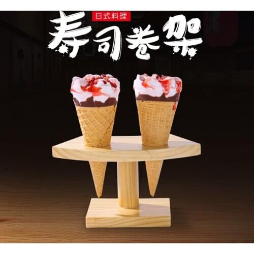 Japanese style wooden hand roll stand integrated plastic Korean food container ice cream holder kitchen tool shelf