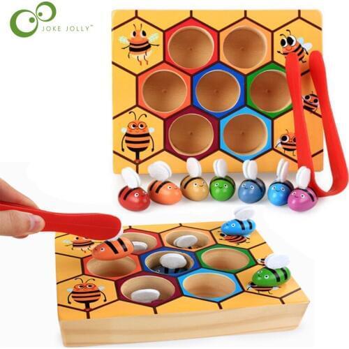 Hive Board Games Montessori Entertainment Early Childhood Early Education Jigsaw Building Blocks Wooden Kids Clip Bee Toys ZXH