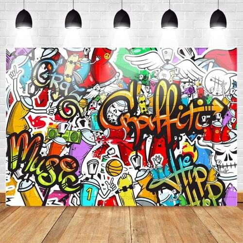 Mehofoto Graffiti Hip Pop Photo Background Music Graffiti Theme Birthday Party Photography Backdrop Custom Background for Studio