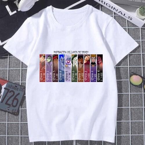 2021 Disney princess Villain T-shirt stepmother Women printing Cartoons Casual clothes bad Girl Gothic Tshirt Femme Tees ULLzang