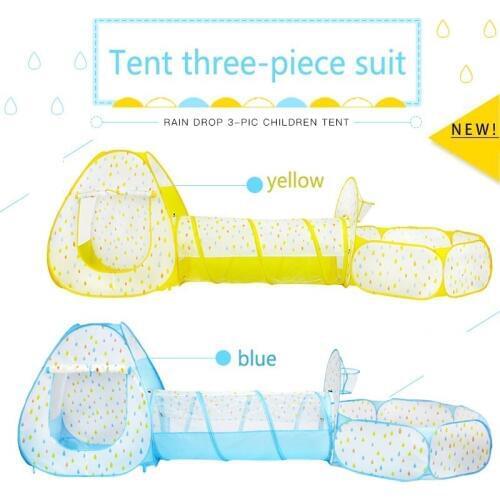 3-Piece Kids Play Tent Crawl Tunnel and Ball Pit with Basketball Hoop Playhouse for Boys, Girls, Babies, and Toddlers