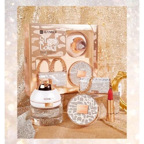 Beauty Set Cushion Lipstick Loose Powder Moisturizing Light Concealer Makeup Set Oil Control Long Lasting Makeup Fine Powder