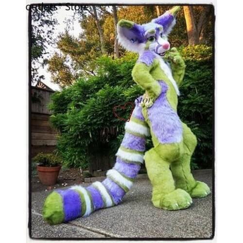 Long Fur Husky Mascot Costume Suit Animal Fursuit High Simulation Cosplay Party Game Fancy Dress Furry Advertising Parade Adults