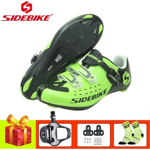 SIDEBIKE road cycling shoes add bike pedals men breathable racing self-locking atop bicycle sneakers athletic ultralight shoes
