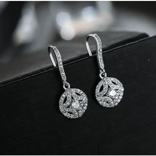Hot sale s925 sterling silver accessories with round zircon fashion bohimia earrings for trendy female wedding party wholesale