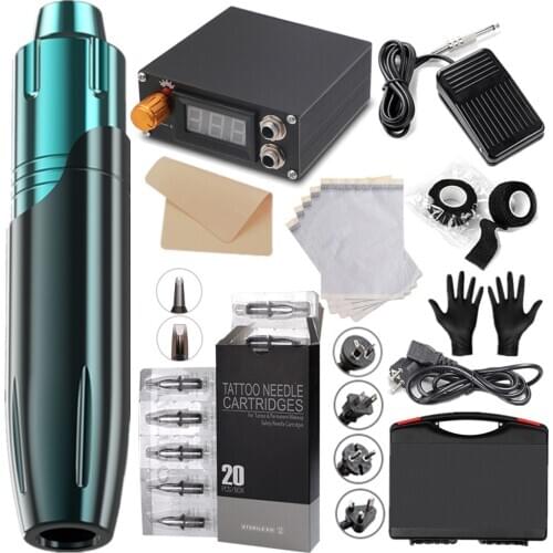 Tattoo Rotary Pen Needles Professional Tattoo Kit Permanent DIY Makeup Machine Set LCD Power Supply Display for Tattoo Arts