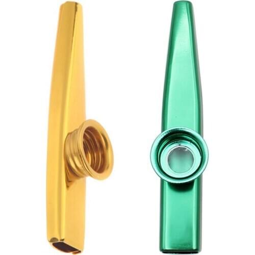 Kazoo Aluminum Alloy Metal With 5 Pcs Gifts Flute Diaphragm For Children Music-Lovers, Gold & Green(2Set)