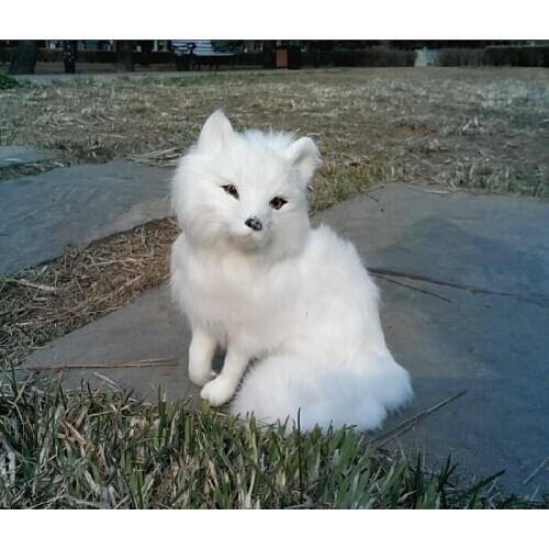 Lovely simulation white fox toy emulation fox home decoration doll about 19x14x10cm 2097