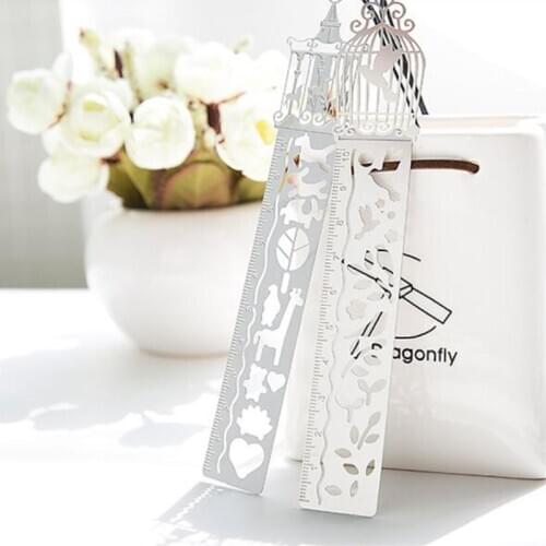 Cute Kawaii Creative Horse Birdcage Hollow Metal Bookmark Ruler For Kids Student Gift School Supplies