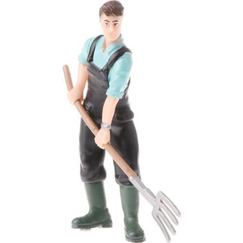 Simulation People Model Action Figures Kids Educational Toy Gift - Farmer With Rake