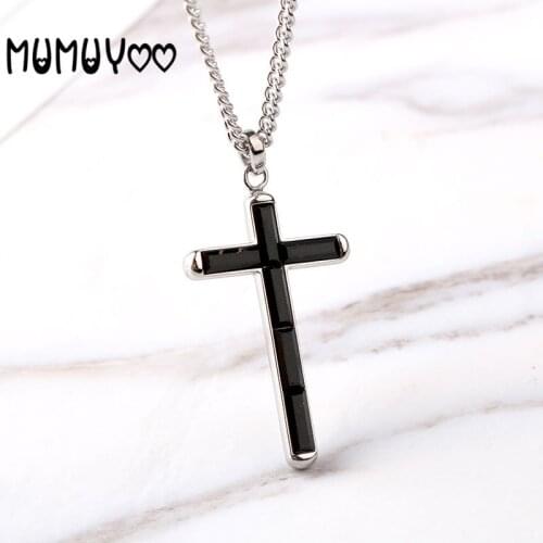 Fashion jewelry, high-quality swa, glamour trendy men, handsome and simple, black cross pendant mens necklace