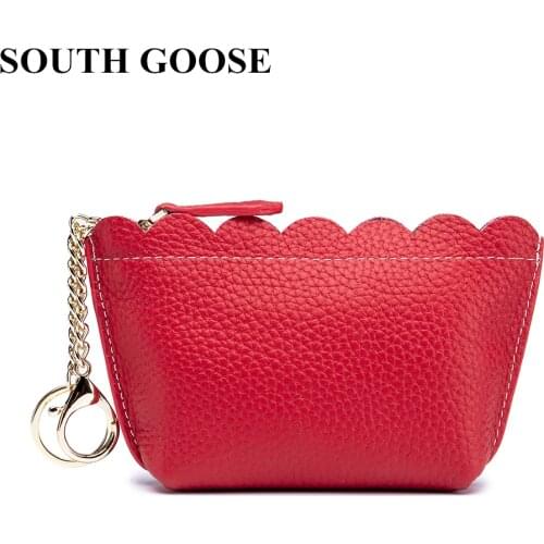 Fashion Genuine Leather Coin Purse Women Luxury Small Wallets Female Keychain Cards Holders Lipstick Organizer Purse Money Bag