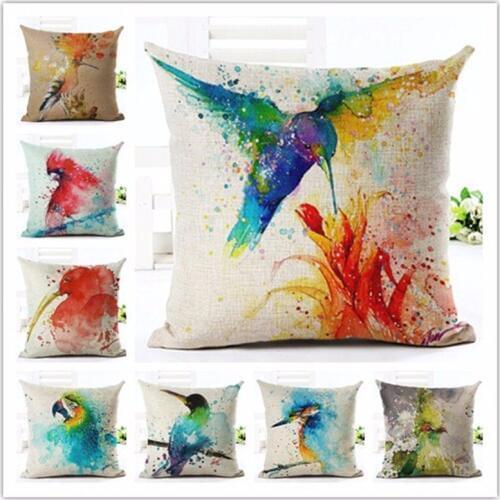 Europe Style colorful Bird oil painting Cotton Linen Cushion Cover Bed Pillowcases Fashion Throw Pillow Covers Decorations