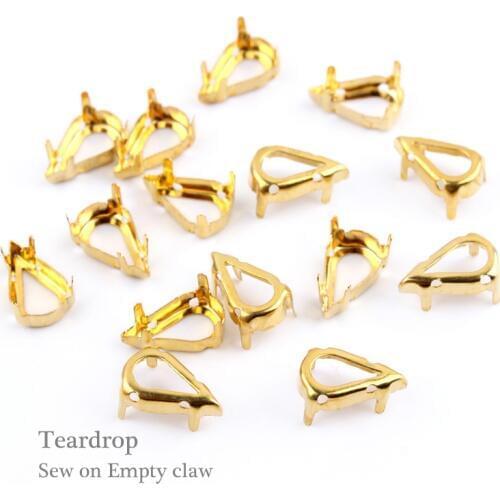 New! Tip-Water drop Sew on Empty Claw Gold/"k" Silver Claw size 6*10mm, 8*13mm for Garment Accessories Free shipping