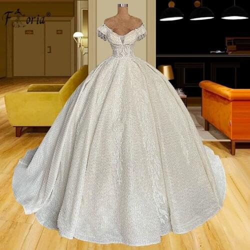 Abito da Sposa Boat Neck Bride Dress Off The Shoulder Beading Applique Gorgeous Ball Gown Wedding Dresses Vestido Noiva Princesa