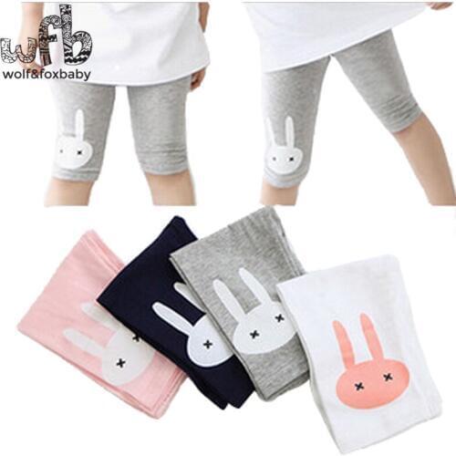 Retail 3-10years 4 color rabbit footless girls knee length kid Five pants Cropped clothing kids leggings childrens summer cool