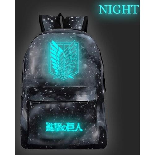 Attack on Titan backpacks Creative Luminous Mochila teens Travel pack Students Boys Girls schoolbag Men Women casual knapsack