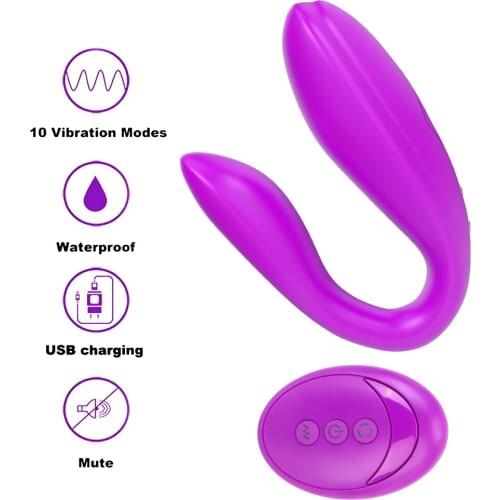 Sex Toy For Woman U Shape Wireless Remote Control Dual Motor Silicone Stimulator G Spot Vibrator Clitoris Vibrators 10 Frequency