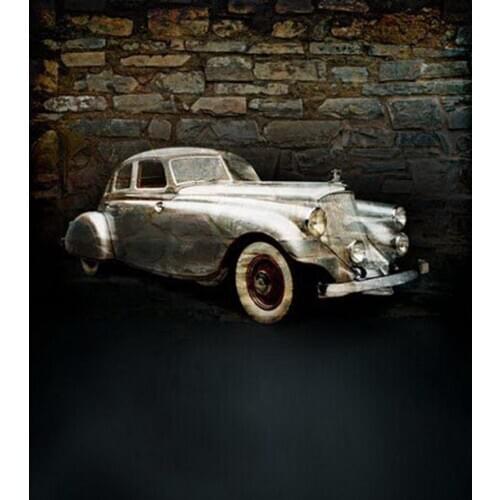 Vintage Stone Wall Old Car Photography Backdrops Photo Props Studio Background 5x7ft