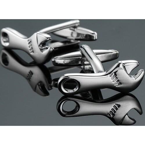 High quality mens shirt cuff link fashion suit classic jewelry wrench cuff link engineer business shirt badge pin gift
