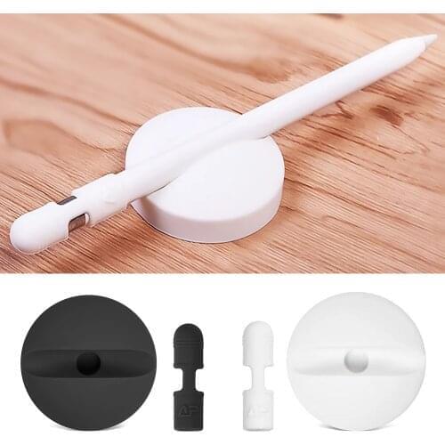 Soft Silicone Pencil Charging Storage Dock Stand Holder with Cap Saver Holder for Apple Pencil Touchscreen Stylus Pen