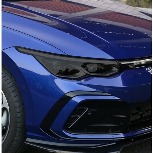 2 Pcs Car Headlight Tint Smoked Black Protective Film Transparent TPU Sticker For VW Golf 8 MK8 R Line GTI 2020 2021