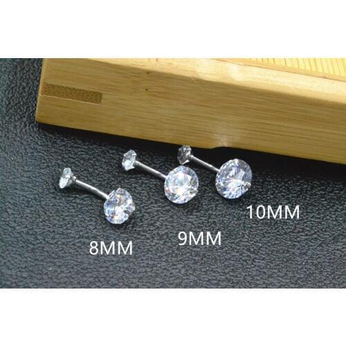 10PCS 14g Surgical Steel Double Clear CZ Gems Navel Belly Button Navel Piercing Jewelry