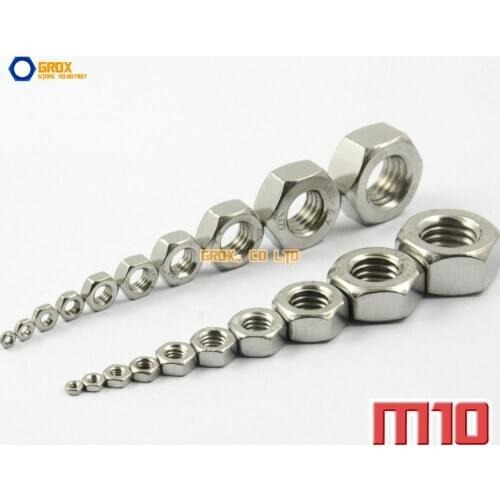 25 Pieces M10 316 Stainless Steel Metric Thread Hexagon Nut
