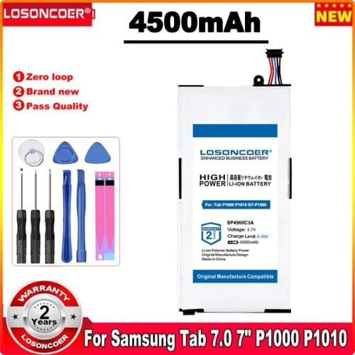 LOSONCOER SP4960C3A 4500mAh Battery For Samsung Galaxy Tab 7.0 7" P1000 P1010 GT-P1000 GT P1010 Tablet Battery + Free Tools
