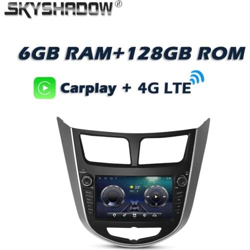 Carplay DSP Android 10.0 6GB+128GB Car multimedia DVD Player GPS WIFI Bluetooth Radio For Hyundai Verna Accent Solaris 2011-2015