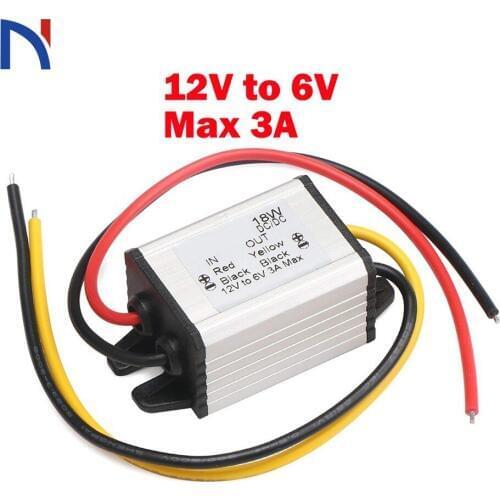 Car Power Converter Buck Voltage Regulator 12V to 6V Converter 3A 18W Waterproof High Efficiency Step Down Volt Module Power