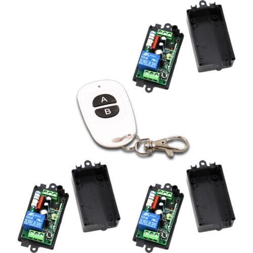 AC220V 110V 1 CH 1CH RF Wireless Remote Control Switch System 1pcs Transmitter + 3pcs Receivers Self-lock Jog 315/433mhz