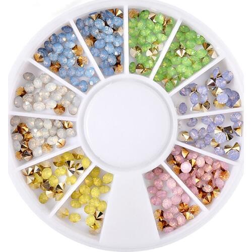 1 Pc 12 Grids 3D Gem Gillter Rhinestone Imitation Pearl Sequins For DIY Beauty Nail Art Wheel Decoration Accessories