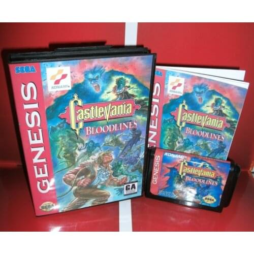 Castlevania - Bloodlines Only Support NTSC-U Console US Cover with box and manual For Sega Megadrive Genesis Video Game Console